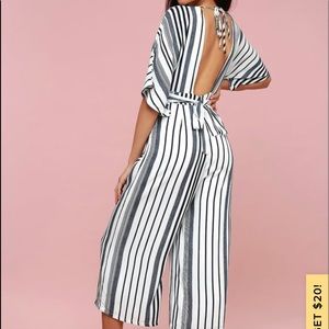 Lulus Striped Jumpsuit Size: S